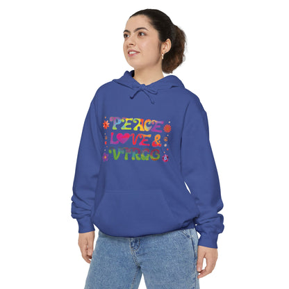 Peace Love & Virgo Unisex Hoodie – Groovy Retro Comfort Colors Midweight Hoodie