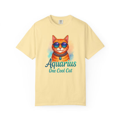 Aquarius One Cool Cat – Zodiac Kitty Vibes Tee