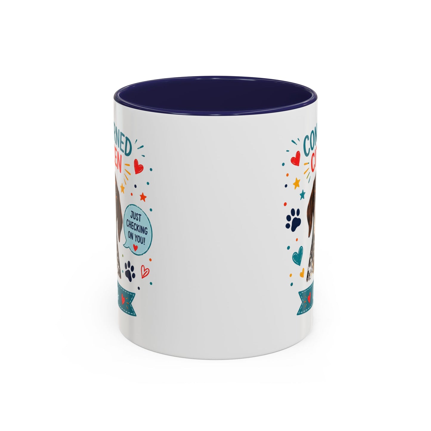Personalized Dog Mug "Concerned Citizen" | Custom Pet Color Accent Mug with Dog Photo & Name | Funny Dog Lover Gift