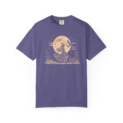 Mystical Moon Witch T-Shirt | Vintage Celestial Spiritual Feminist Tee