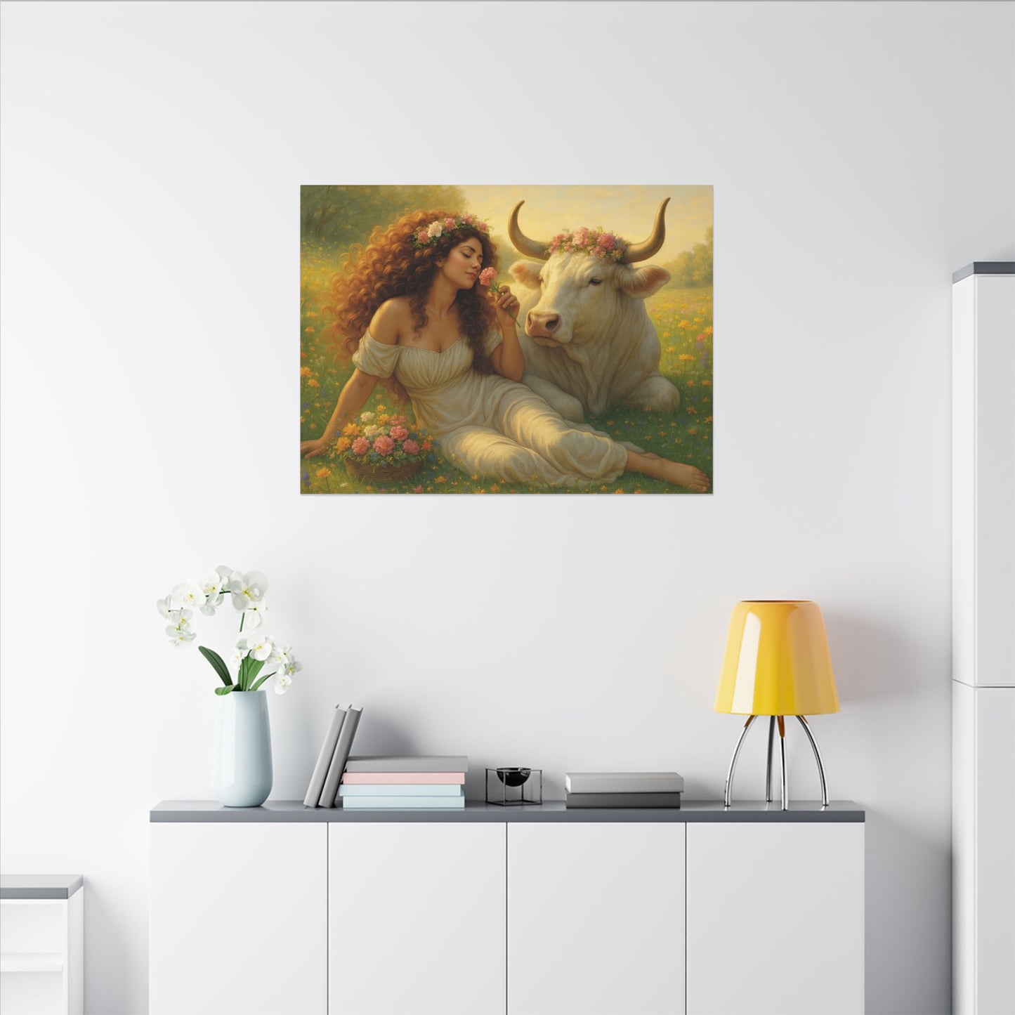 Beauty and the Bull: Art Nouveau Taurus Goddess Wall Art