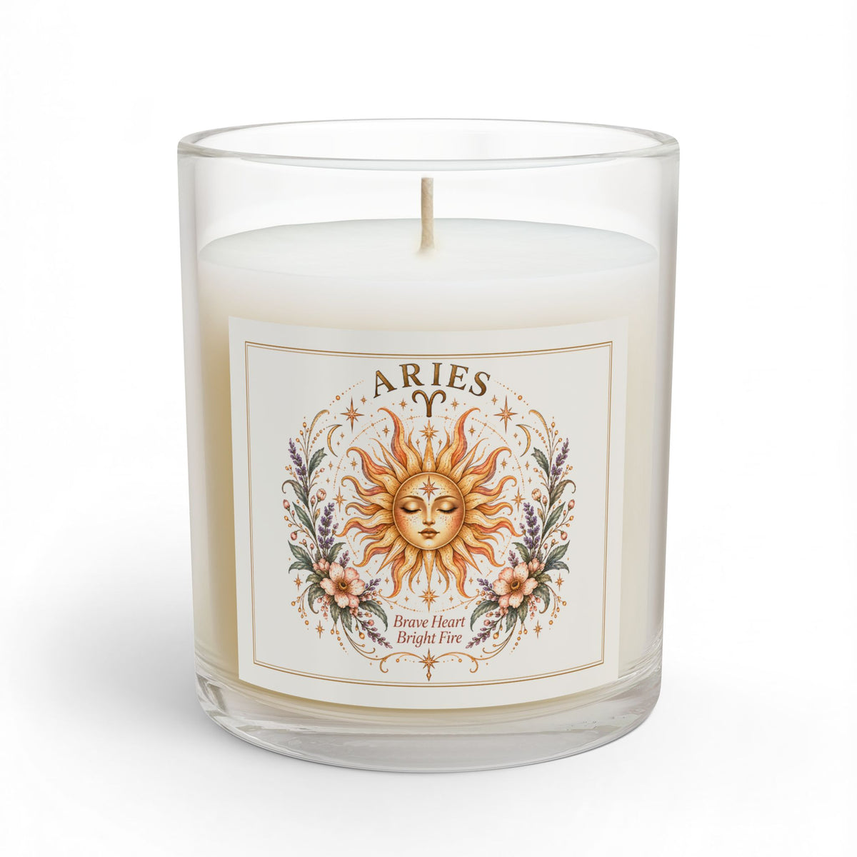 Floral Celestial Aries Zodiac Astrology Scented and Unscented Candle 11oz
