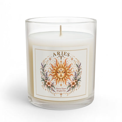 Floral Celestial Aries Zodiac Astrology Scented and Unscented Candle 11oz