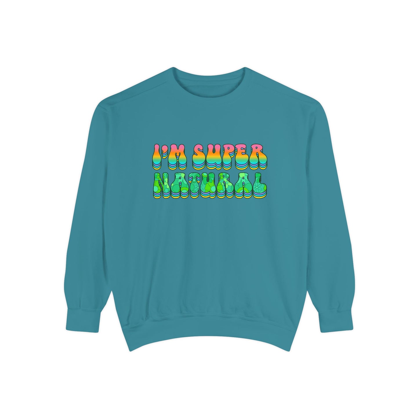 I’m Super Natural Unisex Crewneck – Empowering Retro Comfort Colors Midweight Sweatshirt