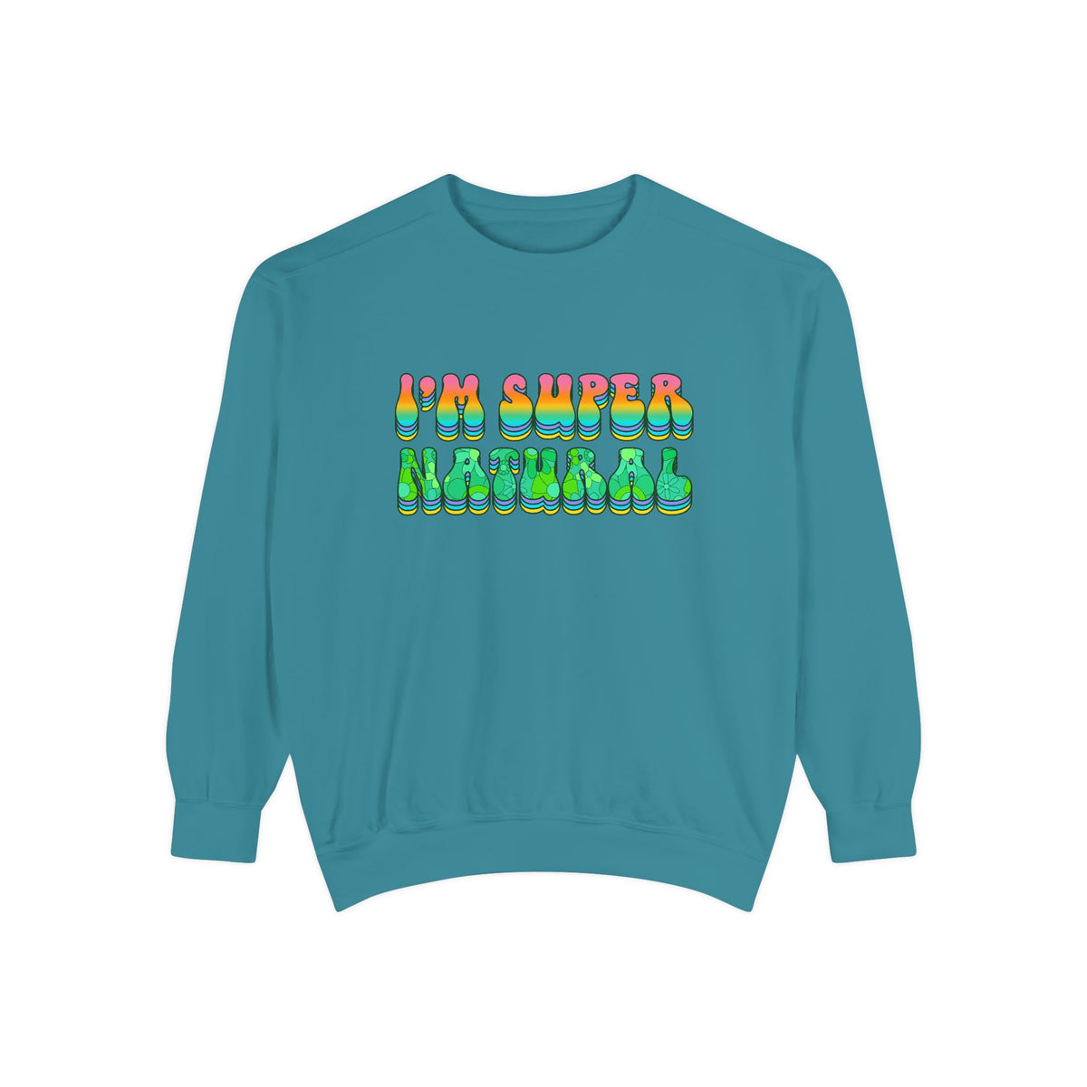 I’m Super Natural Unisex Crewneck – Empowering Retro Comfort Colors Midweight Sweatshirt - Enchanted Sky