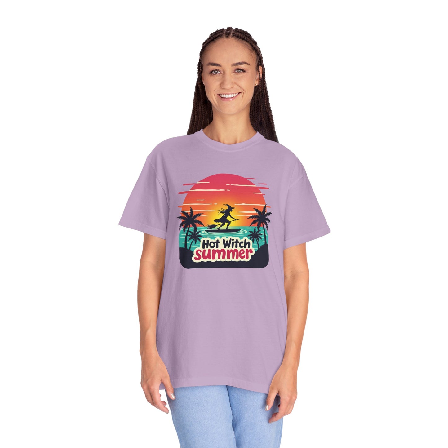 Hot Witch Summer - Surfing Retro Sunset Beach Tee