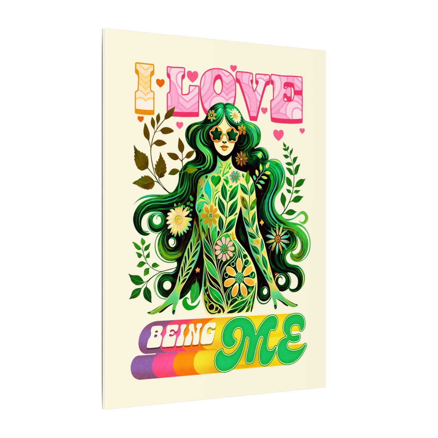 Mystical Retro Goddess Canvas Wall Art – Psychedelic Self-Love Botanical Design