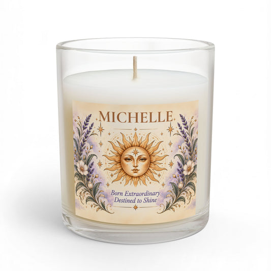 Customized Whimsical Boho Celestial Candle with Name
