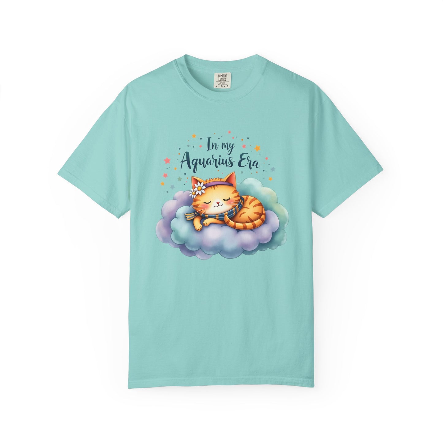 In My Aquarius Era Tee – Colorful Zodiac Cat Shirt