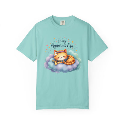 In My Aquarius Era Tee – Colorful Zodiac Cat Shirt