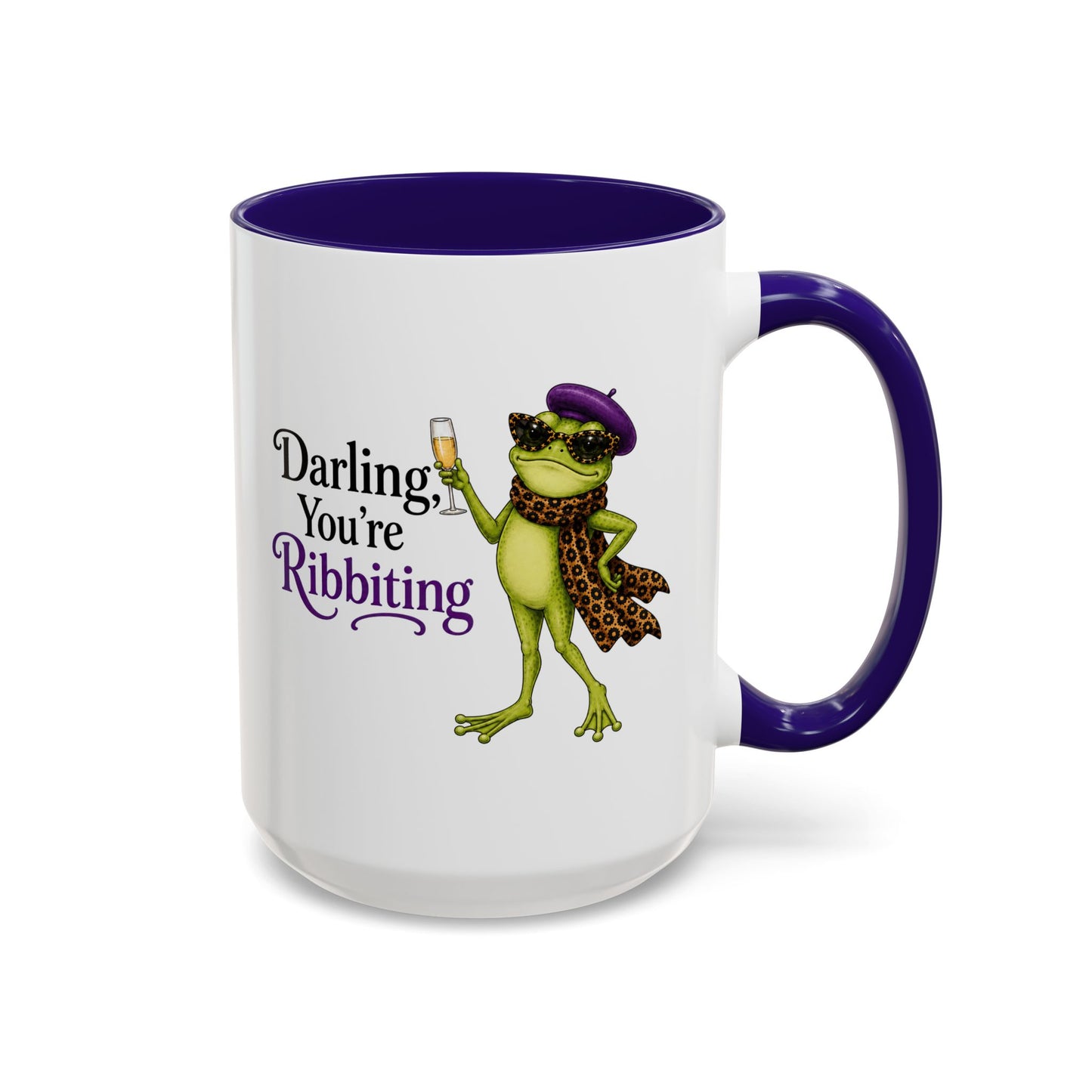 Darling You're Ribbiting Frog Mug | Funny Fashion Frog Coffee Mug | Glam Frog Gift for Women | Colored Mug