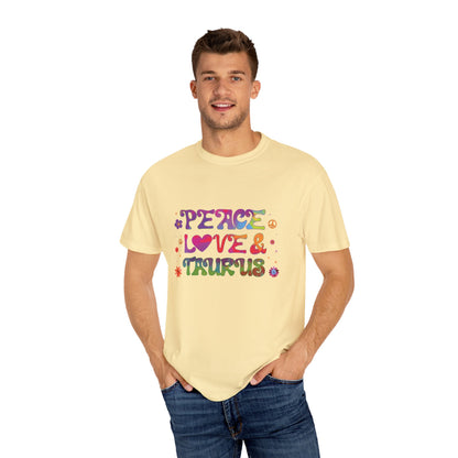 Peace Love & Taurus – Earthy Retro Zodiac Tee