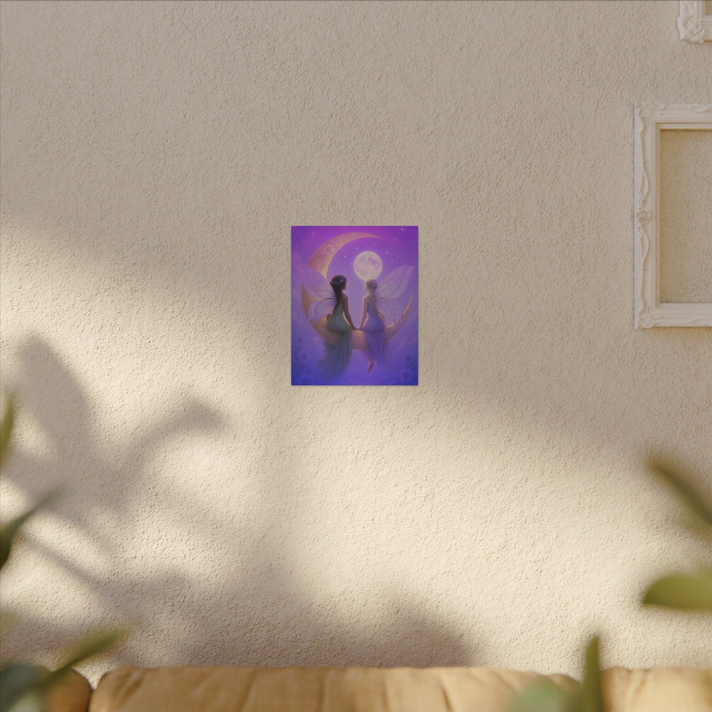 Fairy Friends on the Moon – Enchanted Purple Dream Wall Art