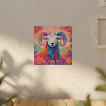 Rainbow Ram - Radiant Blossoms (Aries inspired) Wall  Art