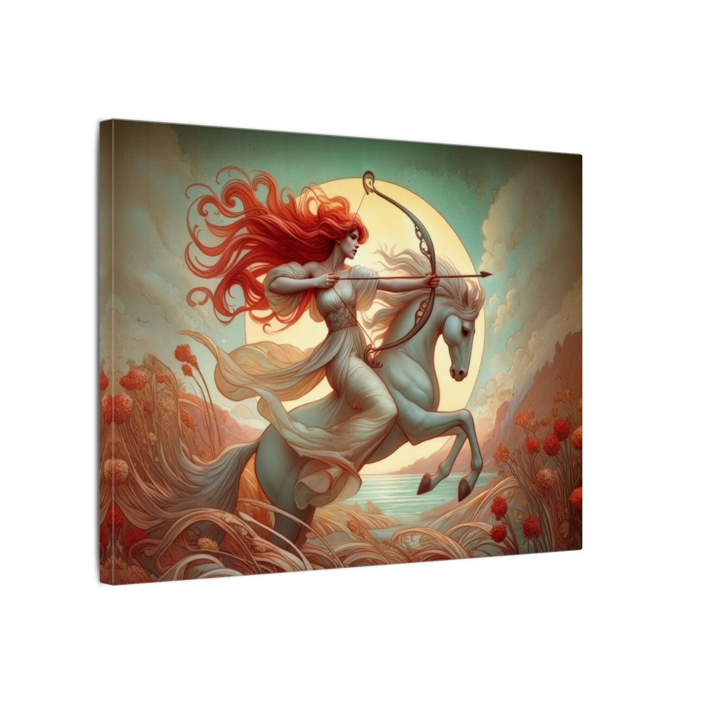 Firehorse Archer - Sagittarius Goddess | Art Nouveau Canvas Wall Art