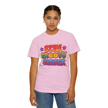 Stay Groovy Cancer Tee – Retro Colorful Zodiac Shirt
