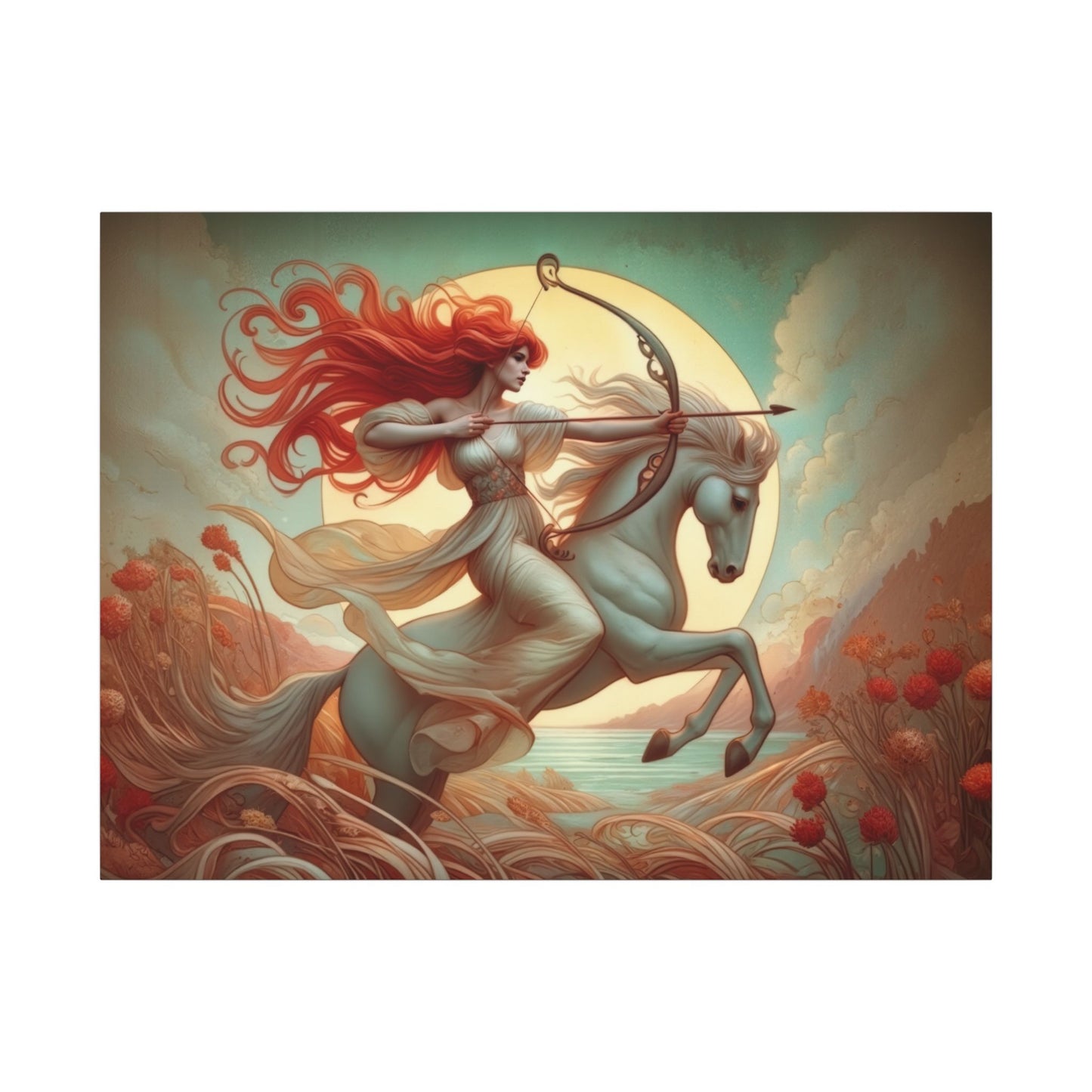 Sagittarius Zodiac Wall Art, Archer Goddess Canvas Print, Astrology Home Decor, Sagittarius Gift for Her, Celestial Centaur Painting, Star Sign Wall Decor