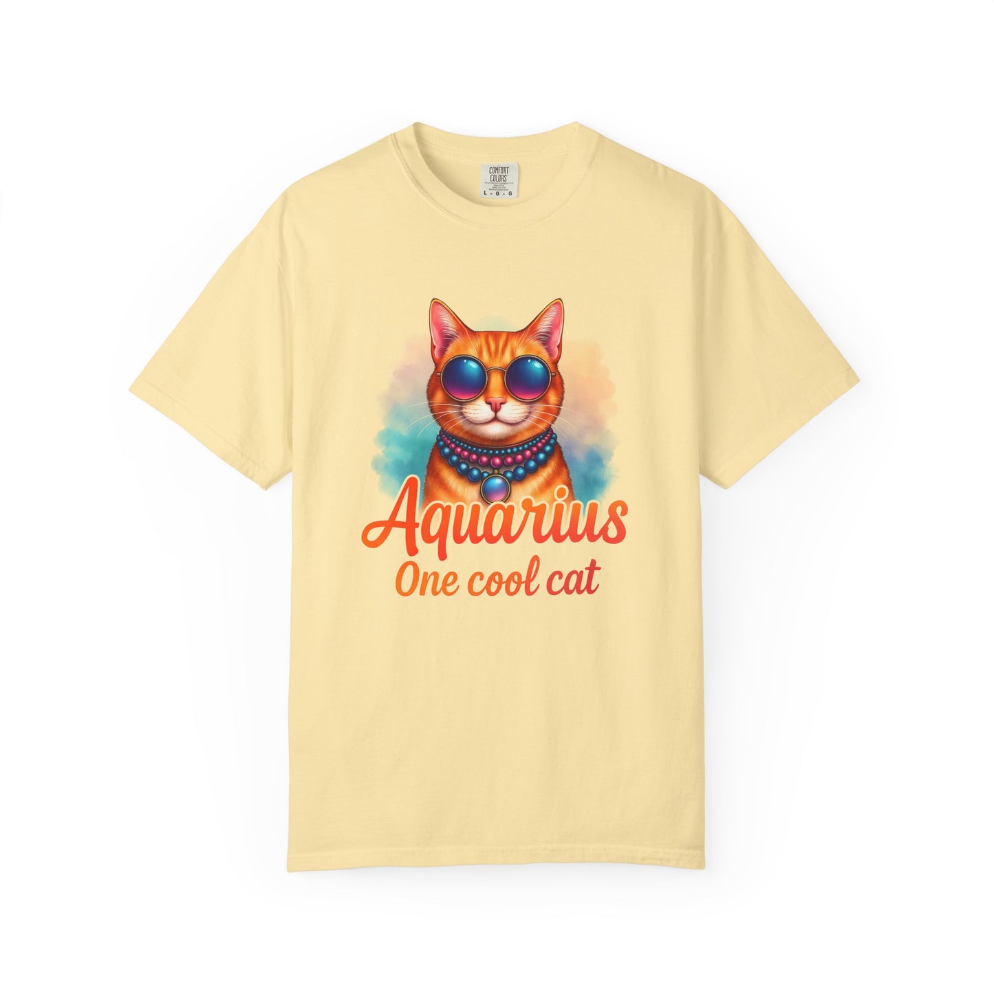 Aquarius One Cool Cat – Funky Retro Zodiac Tee - Enchanted Sky