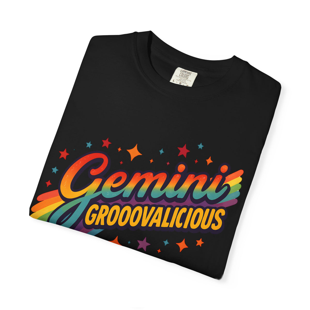 Gemini Groovalicious - Retro Disco Rainbow Zodiac Tee - Enchanted Sky