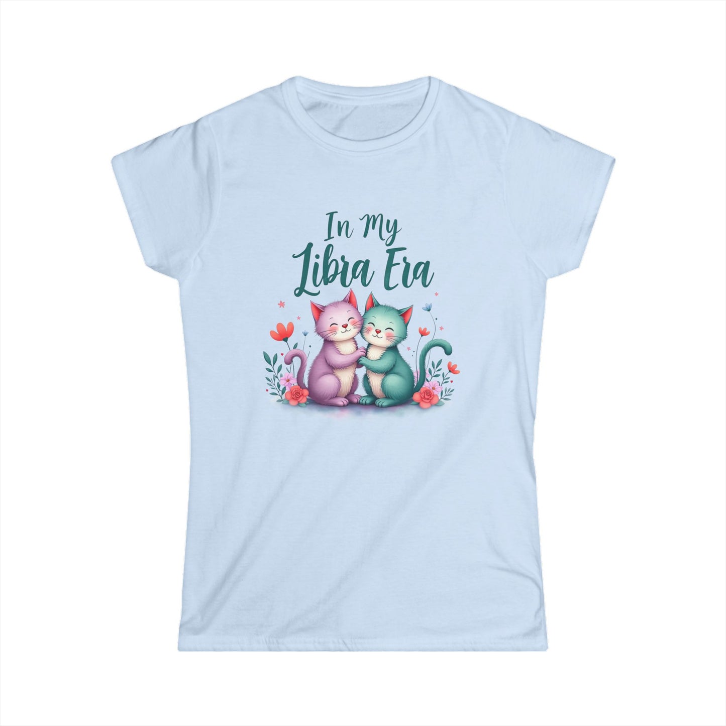 In My Libra Era Women’s Softstyle Tee – Empowering Zodiac Cat Shirt