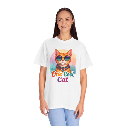 One Cool Cat  -  Funny Retro Groovy Cat Lover Tee