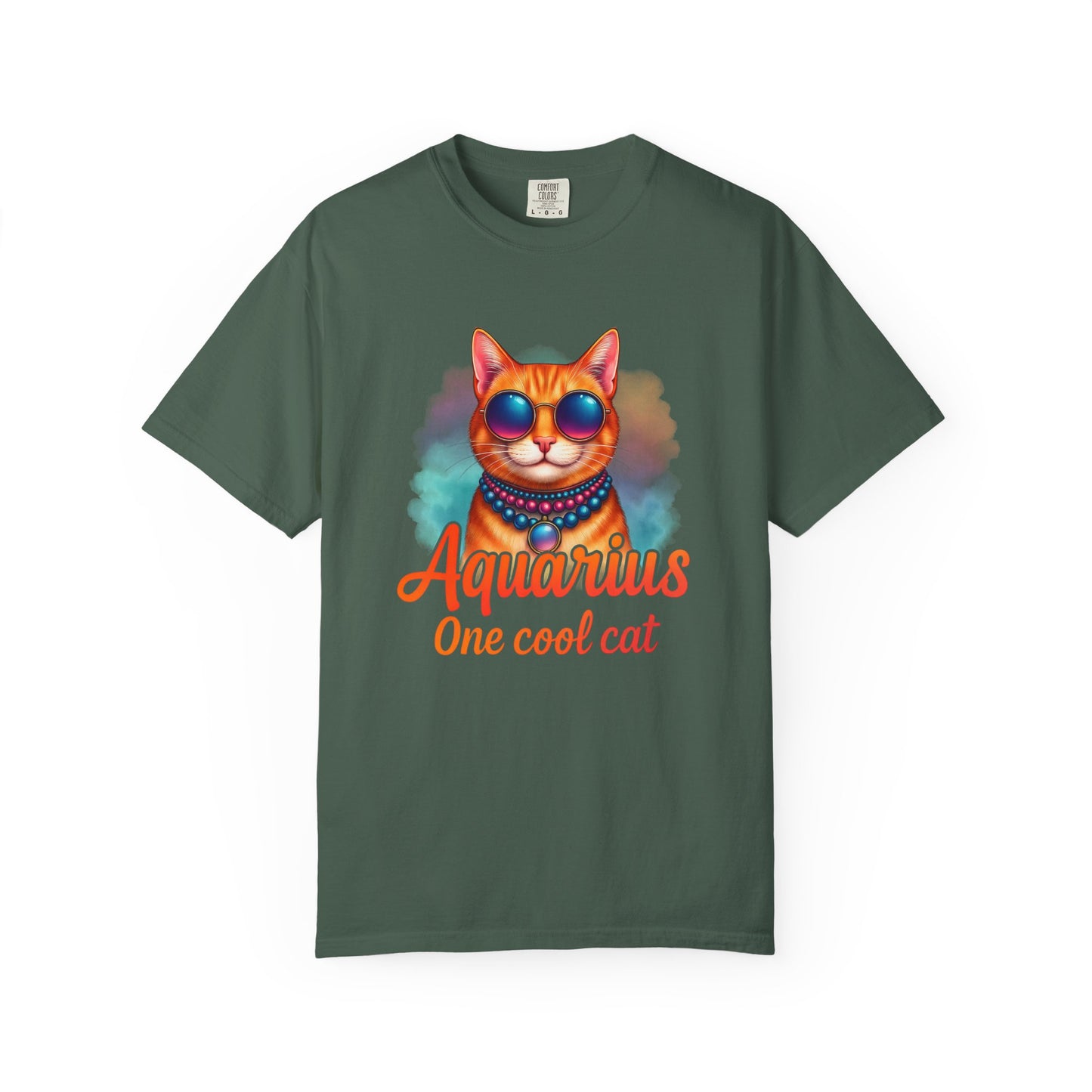 Aquarius One Cool Cat – Funky Retro Zodiac Tee - Enchanted Sky