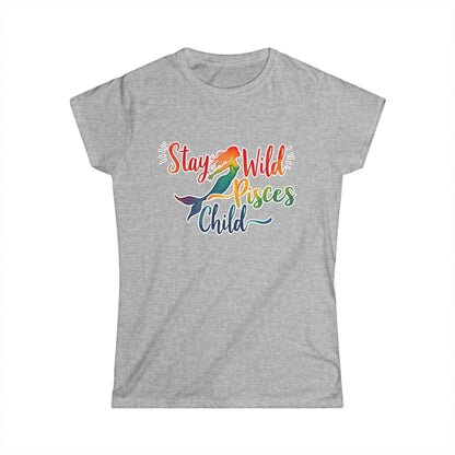 Stay Wild Pisces Child Women’s Softstyle Tee – Empowering Mermaid Zodiac Shirt