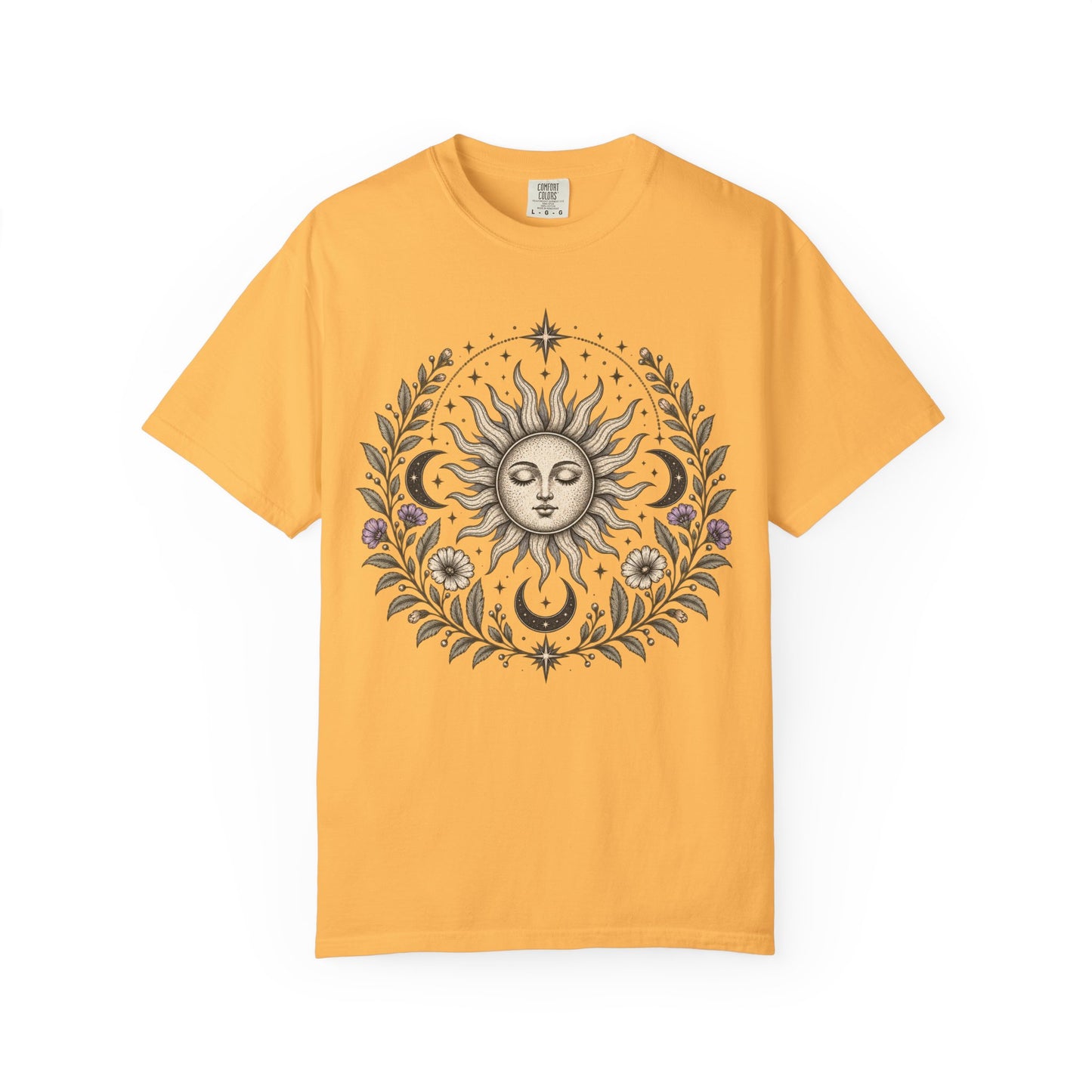 Boho Spiritual Sun and Floral Hippie Unisex T-Shirt