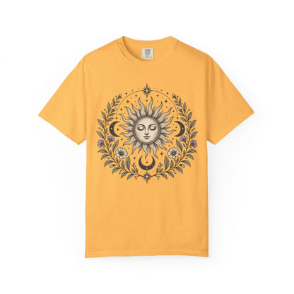Boho Spiritual Sun and Floral Hippie Unisex T-Shirt
