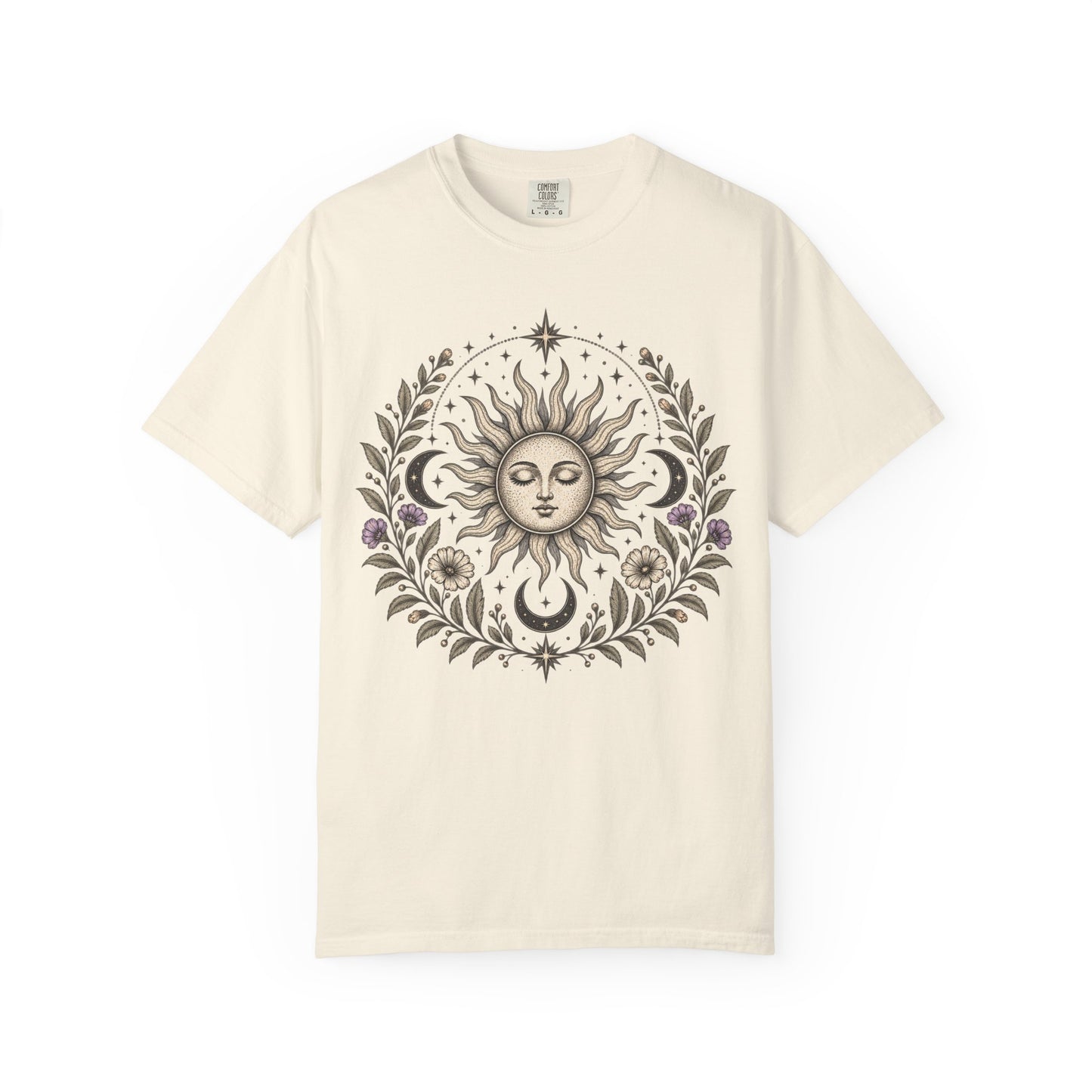 Boho Spiritual Sun and Floral Hippie Unisex T-Shirt