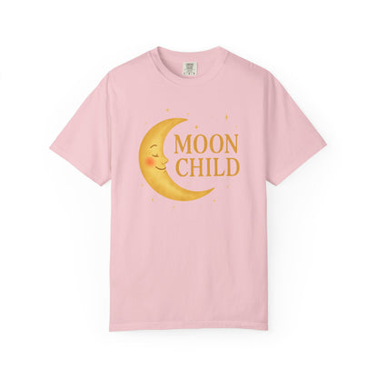 Moon Child Crescent Tee – Vibrant Golden Celestial Comfort Colors 1717 Shirt