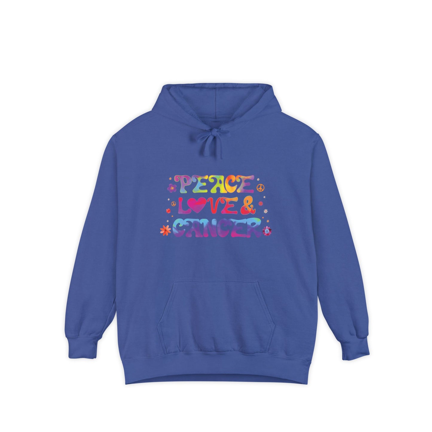 Peace Love & Cancer Unisex Hoodie – Groovy Retro Comfort Colors Midweight Hoodie