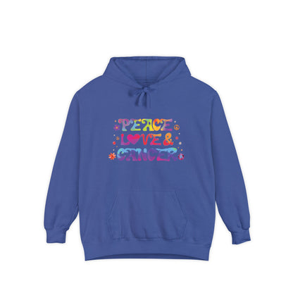 Peace Love & Cancer Unisex Hoodie – Groovy Retro Comfort Colors Midweight Hoodie