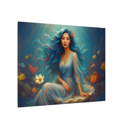 Pisces Zodiac Wall Art, Ocean Goddess Canvas Print, Astrology Home Decor, Pisces Gift for Her, Underwater Fantasy Painting, Star Sign Wall Decor