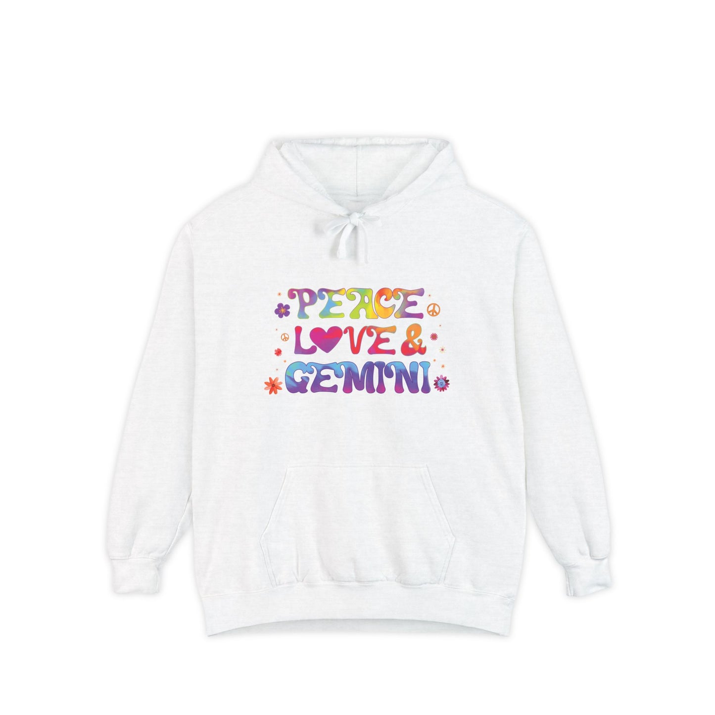 Peace Love & Gemini Unisex Hoodie – Groovy Retro Comfort Colors Midweight Hoodie