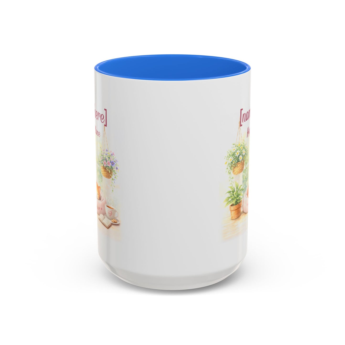 Personalized Name Cat Mug - Custom "Happy Place" Ceramic Mug for Cat Lovers
