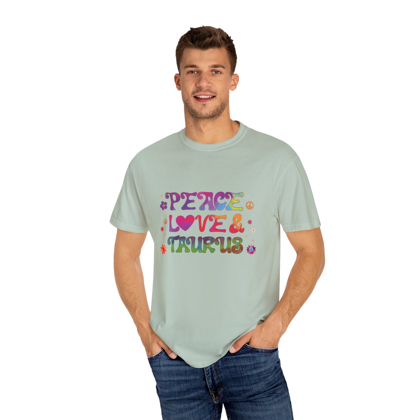 Peace Love & Taurus – Earthy Retro Zodiac Tee