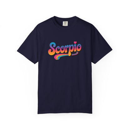 Scorpio Retro Groovy Tee – Multicolor Zodiac Shirt