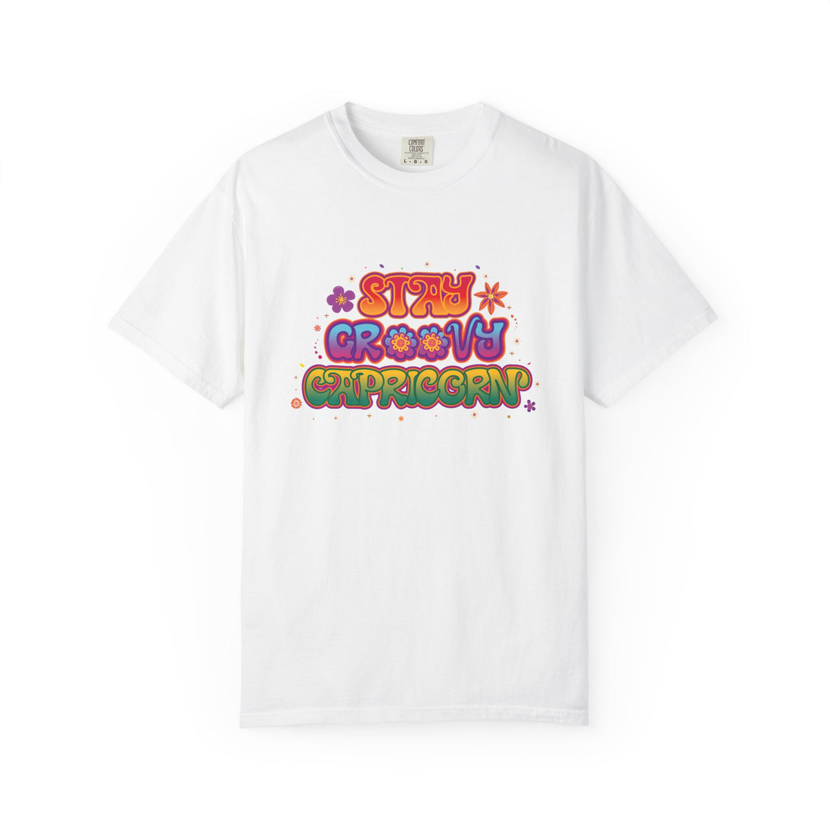 Stay Groovy Capricorn – Retro Flower Power Zodiac Tee