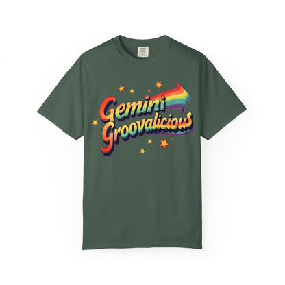 Gemini Groovalicious - Retro Rainbow Arrow Zodiac Tee