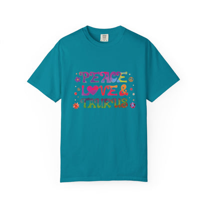 Peace Love & Taurus – Earthy Retro Zodiac Tee