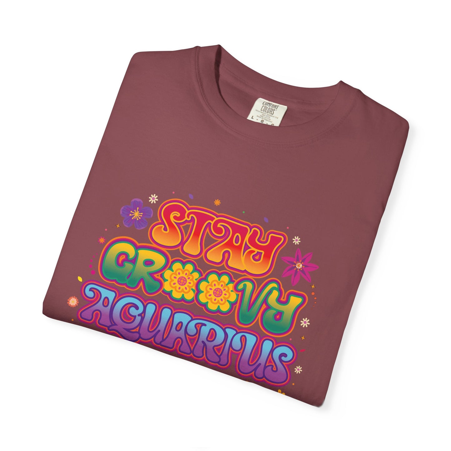 Stay Groovy Aquarius – Retro Flower Power Tee