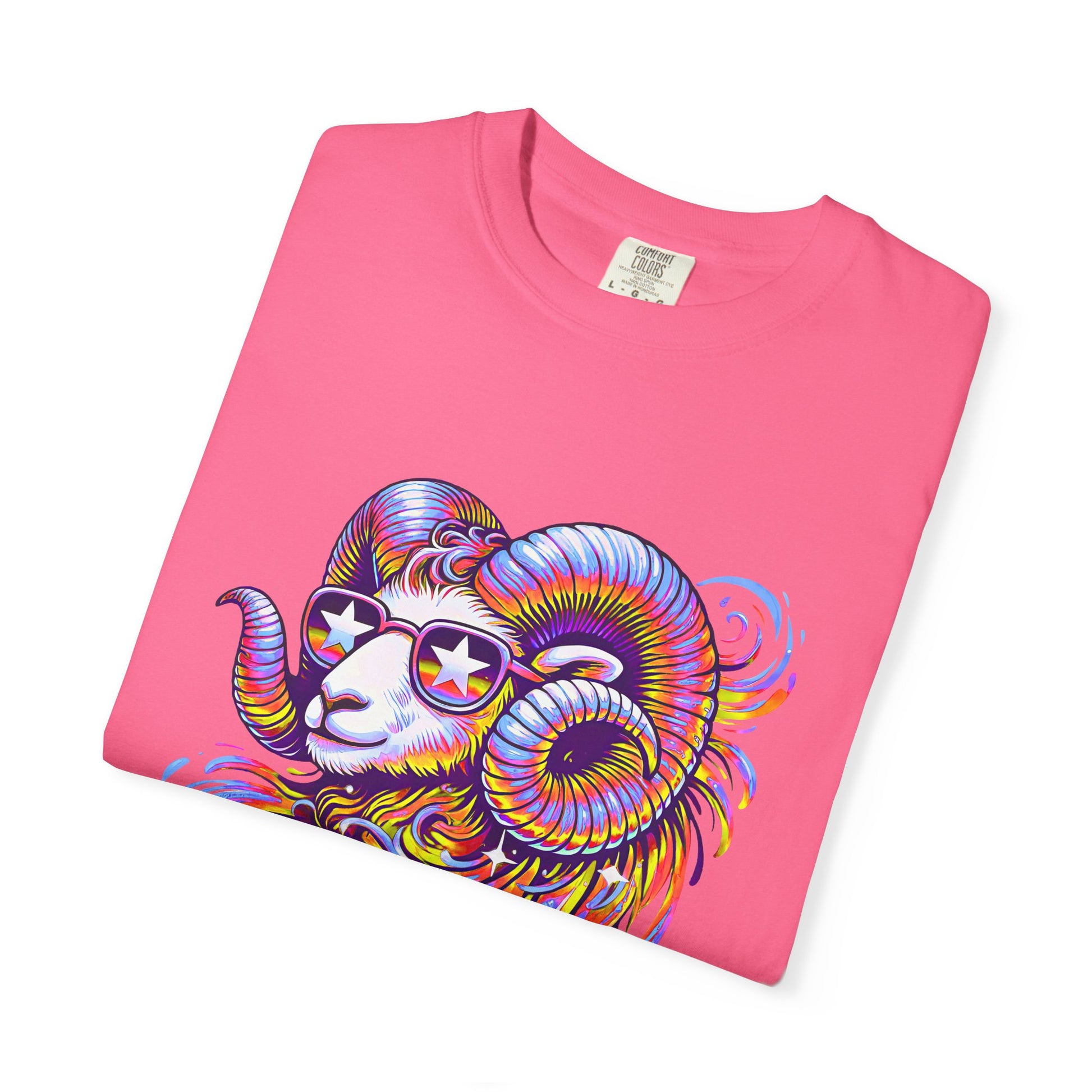 Psychedelic Aries Ram Tee – Retro Multicolor Zodiac Shirt