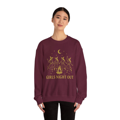 Girls Night Out Crewneck Sweatshirt – Dancing Witches Bonfire Graphic (Unisex)