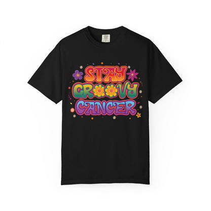 Stay Groovy Cancer Tee – Retro Colorful Zodiac Shirt