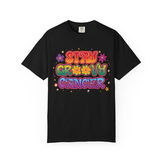 Stay Groovy Cancer Tee – Retro Colorful Zodiac Shirt