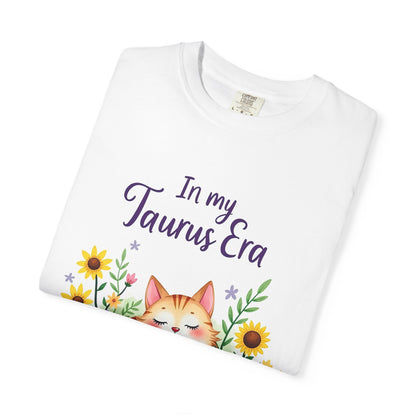 In My Taurus Era Tee – Colorful Zodiac Cat Shirt