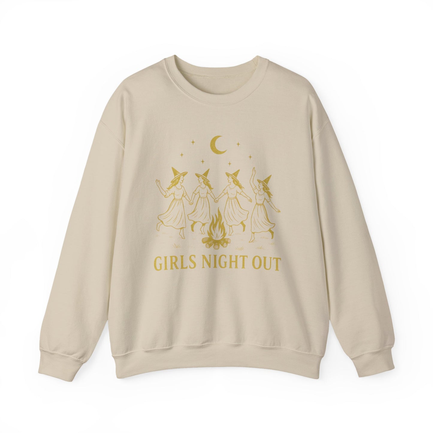 Girls Night Out Crewneck Sweatshirt – Dancing Witches Bonfire Graphic (Unisex)