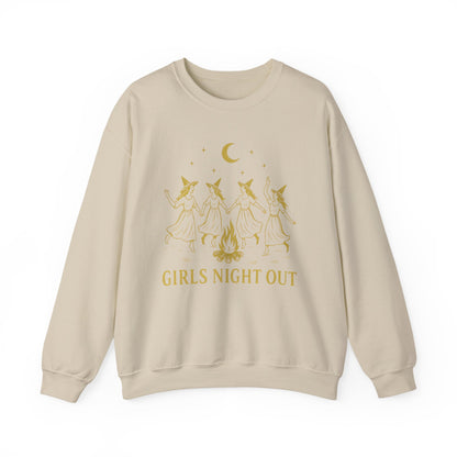 Girls Night Out Crewneck Sweatshirt – Dancing Witches Bonfire Graphic (Unisex)