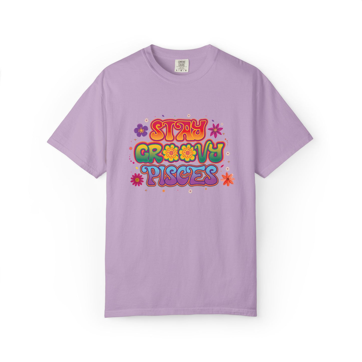 Stay Groovy Pisces - Retro Flower Power Zodiac Tee